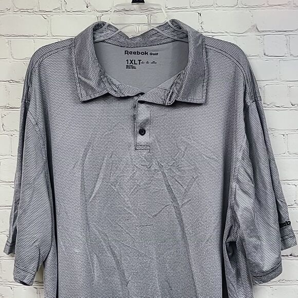 Reebok Men's 1XLT Golf Polo Shirt Gray Work School Uniform Activewear Big Tall - Picture 3 of 12